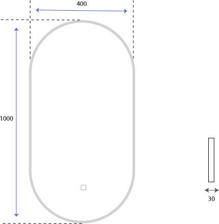 Gliss Design Badkamerspiegel Orion | 40x100 cm | Ovaal | Indirecte LED verlichting | Touch button | Met spiegelverwarming