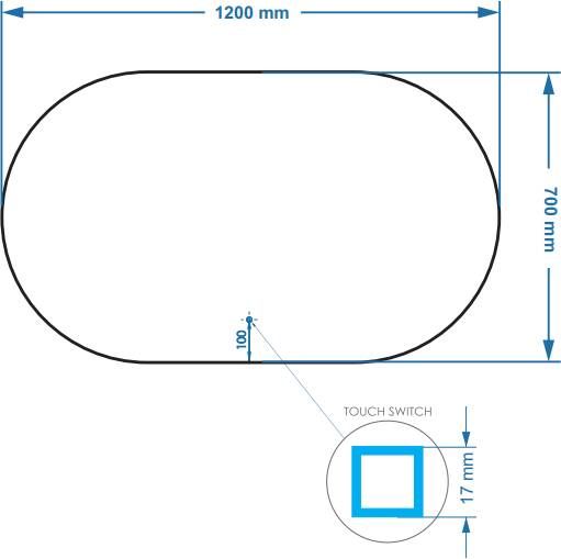 Gliss Design Orion spiegel met verwarming en verlichting 120x70 cm ovaal Horizontaal