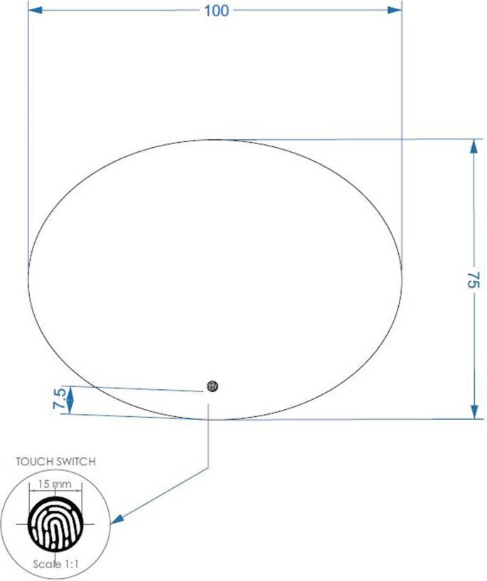 Gliss Design Badkamerspiegel Oval | 75x100 cm | Ovaal | Indirecte LED verlichting | Touch button | Met spiegelverwarming