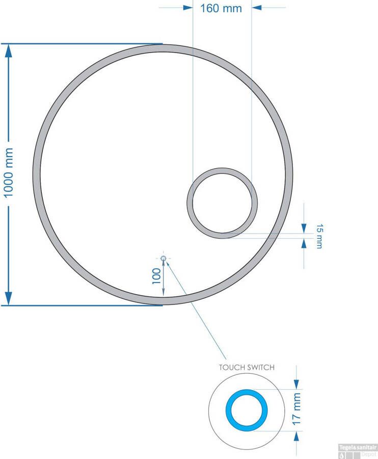 Gliss Design Badkamerspiegel Sol | 100 cm | Rond | Indirecte LED verlichting | Touch button | Met spiegelverwarming