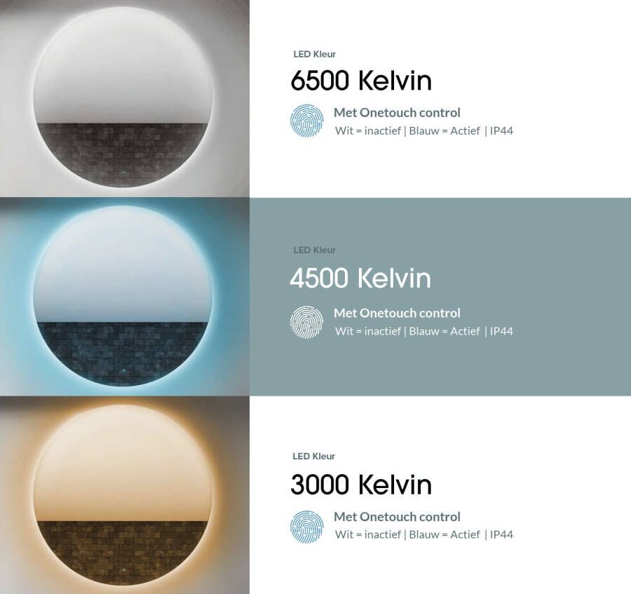 Gliss Design Badkamerspiegel Sol | 80 cm | Rond | Indirecte LED verlichting | Touch button | Met spiegelverwarming