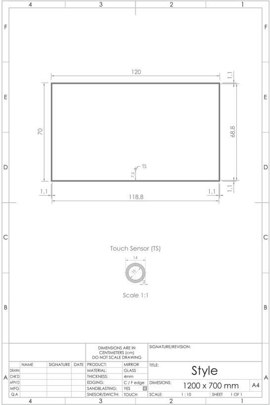 Gliss Design Badkamerspiegel Style | 120x70 cm | Rechthoekig | Indirecte LED verlichting | Touch button | Met spiegelverwarming