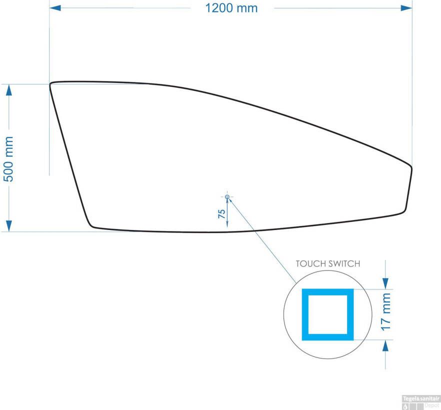 Gliss Design Badkamerspiegel Tartaros | 120x50 cm | Rechthoekig | Indirecte LED verlichting | Touch button | Met spiegelverwarming