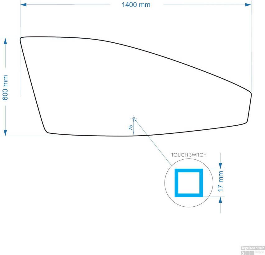 Gliss Design Badkamerspiegel Tartaros | 140x60 cm | Rechthoekig | Indirecte LED verlichting | Touch button | Met spiegelverwarming
