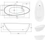 Gliss Design Vrijstaand bad Theia | 160x70 cm | Cast marble | Ovaal | Wit glans - Thumbnail 3