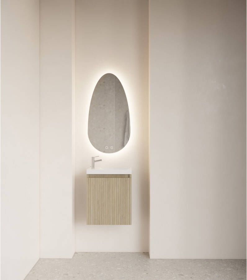 Gliss Design Toiletspiegel Triton | 40x75 cm | Organisch| Indirecte LED verlichting | Touch button | Met spiegelverwarming