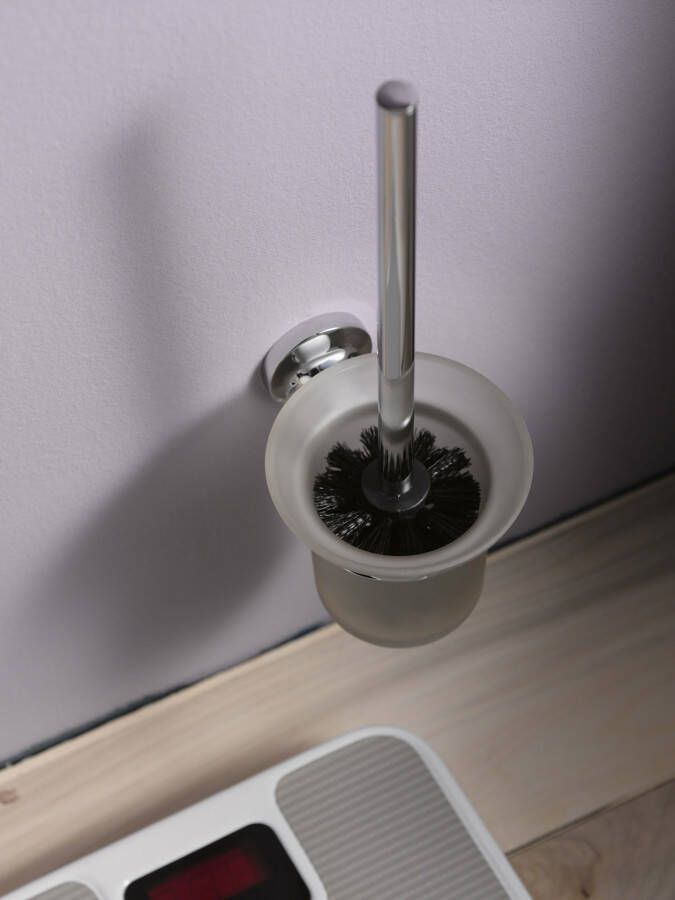 Haceka Aspen toilet borstel glas rond chroom