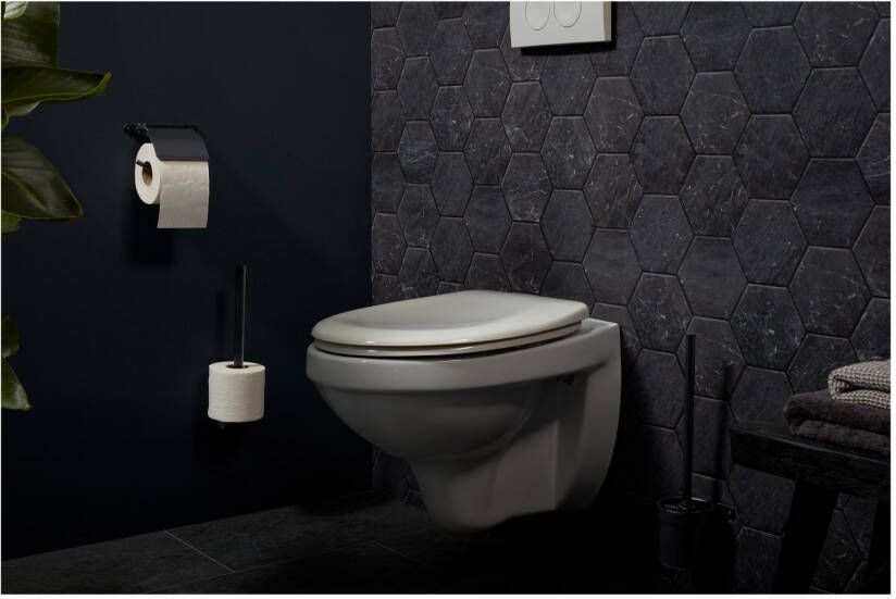 Haceka IXI toilet borstel set rond zwart mat