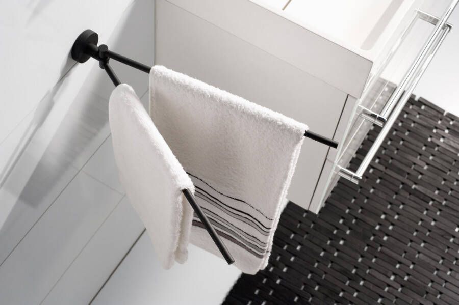 Haceka Draaibare handdoek houder Kosmos | Wandmontage | 46.1 cm | Enkel houder | Zwart mat