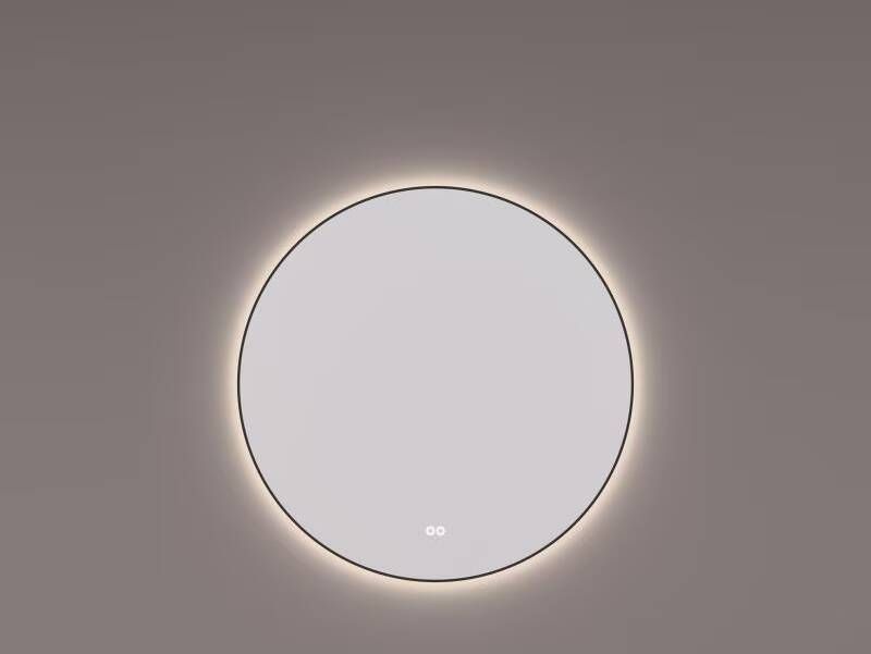 Hipp Design Badkamerspiegel SPV13500BL | 70 cm | Rond | Indirecte LED verlichting | Touch button | Met spiegelverwarming | Zwart