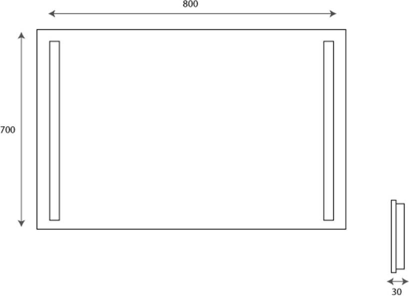 Hipp Design Badkamerspiegel SPV7000 | 80x60 cm | Directe LED verlichting | Touch button | Met spiegelverwarming