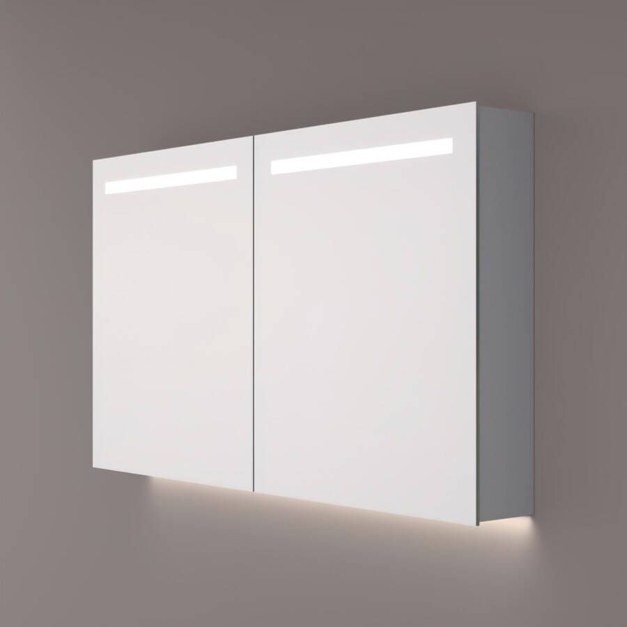 Hipp Design Spiegelkast SPK52000 | 100x70x14 cm | 2 Deuren | Directe LED verlichting | Aluminium | Met spiegelverwarming