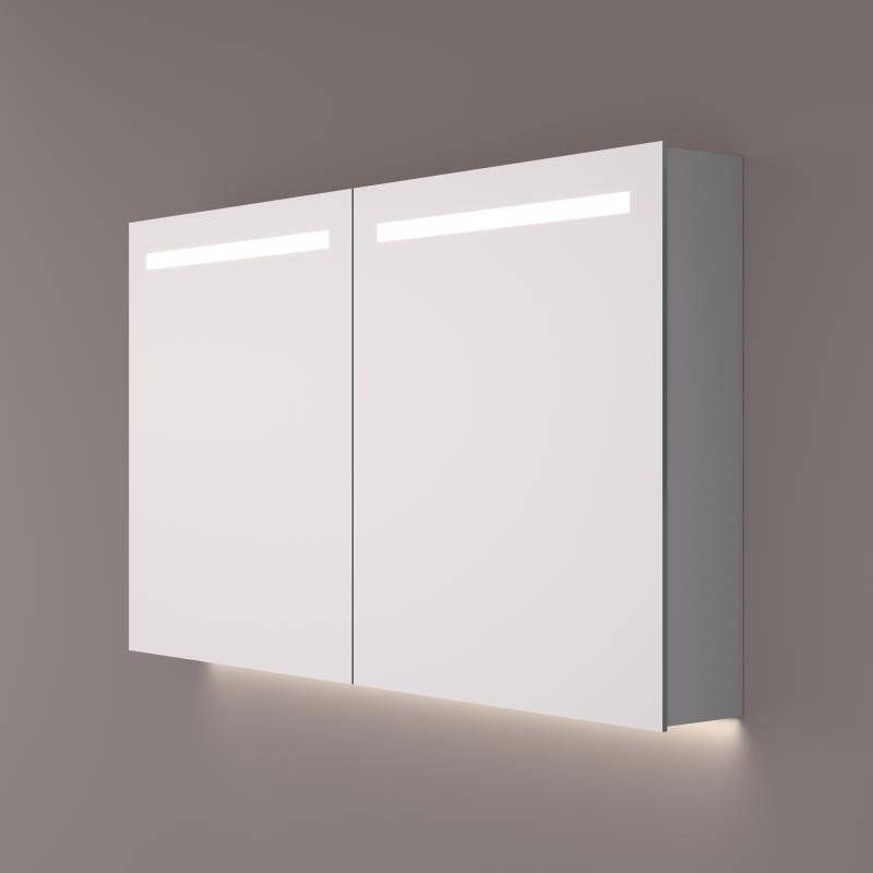 Hipp Design Spiegelkast SPK52000 | 120x70x14 cm | 2 Deuren | Directe LED verlichting | Aluminium | Met spiegelverwarming