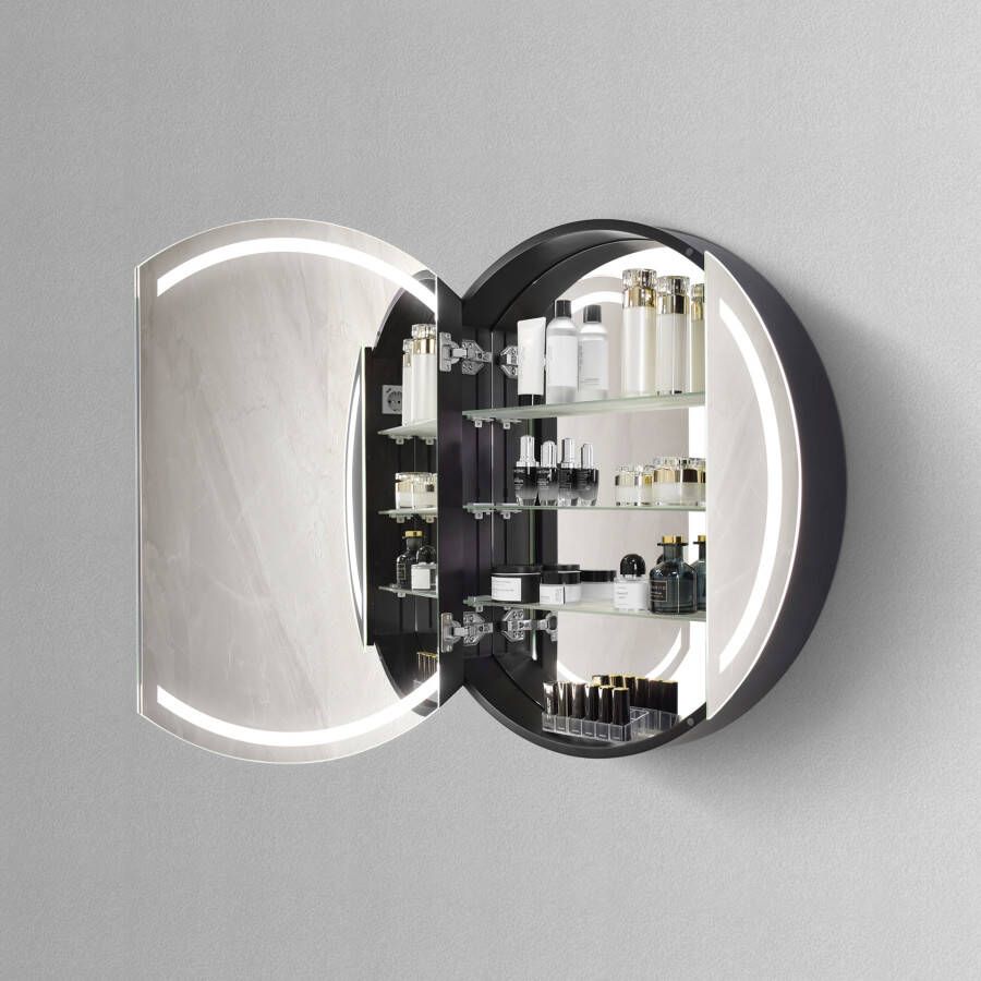 Hipp Design Spiegelkast SPK81000 | 80x80x13 cm | 1 Deur | Directe LED verlichting | Aluminium | Met spiegelverwarming