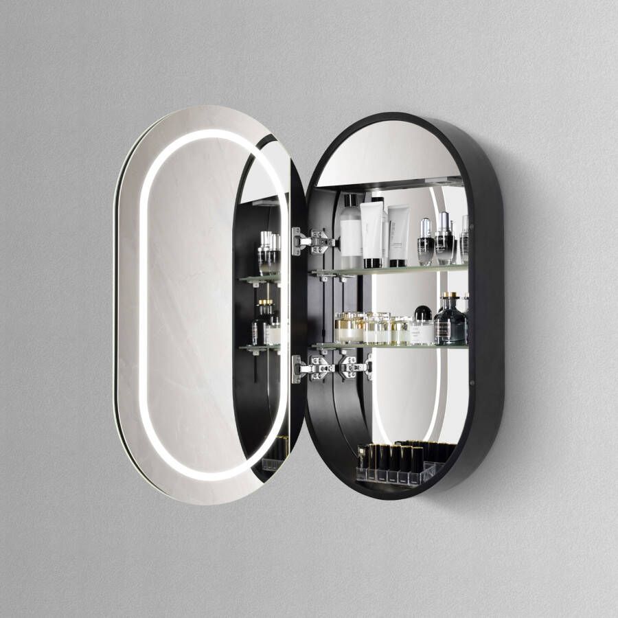 Hipp Design Spiegelkast SPK91000 | 45x90x13 cm | 1 Deur | Directe LED verlichting | Aluminium | Met spiegelverwarming