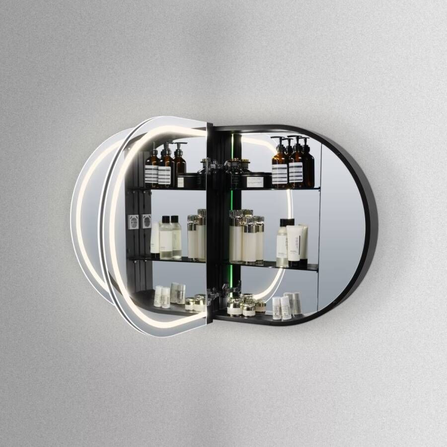 Hipp Design spiegelkast SPK91000 | 120x70x13 cm | Dubbelzijdige verlichting | Met spiegelverwarming en stopcontact