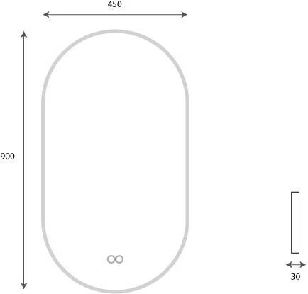 Hipp Design Badkamerspiegel SPV13900BL | 45x90 cm | Indirecte LED verlichting | Touch button | Met spiegelverwarming