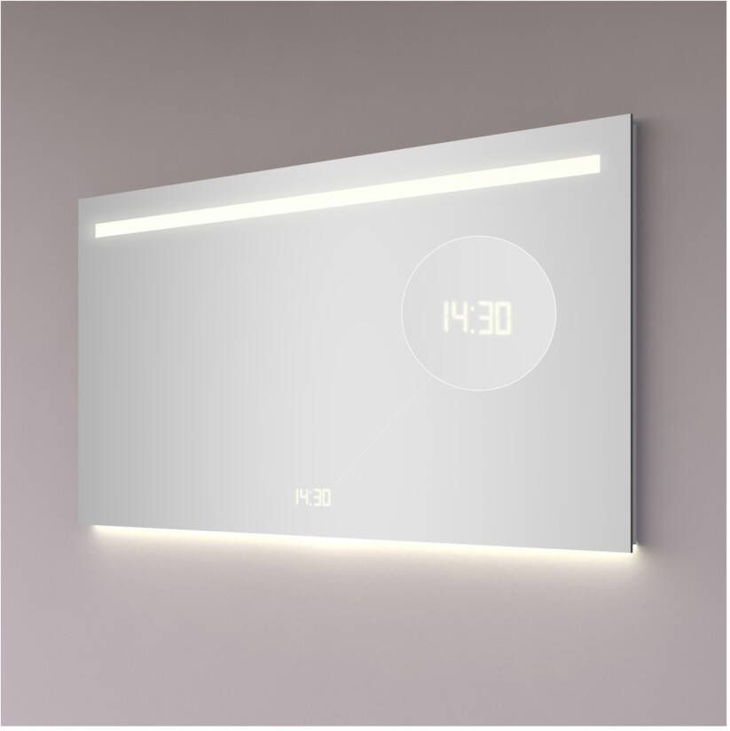 Hipp Design Badkamerspiegel met klok SPV5000 | 100x70 cm | Directe LED verlichting | Touch button | Met spiegelverwarming