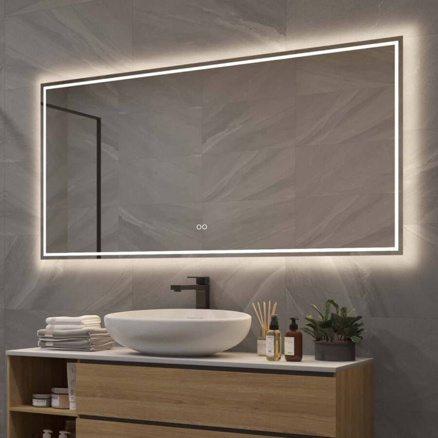 Hipp Design Badkamerspiegel SPV9000 | 120x70 cm | Directe LED verlichting | Touch button | Met spiegelverwarming