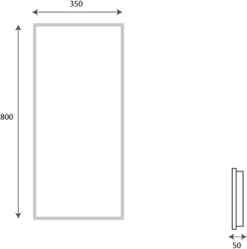 Hipp Design Badkamerspiegel metalen frame SPV9200WLI | 35x80 cm | Rechthoekig | Wit mat