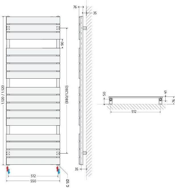 HSK Design Radiator Lavida| 55x152 cm | CV en of electrische werking | Zij aansluting | 761 watt | Wit