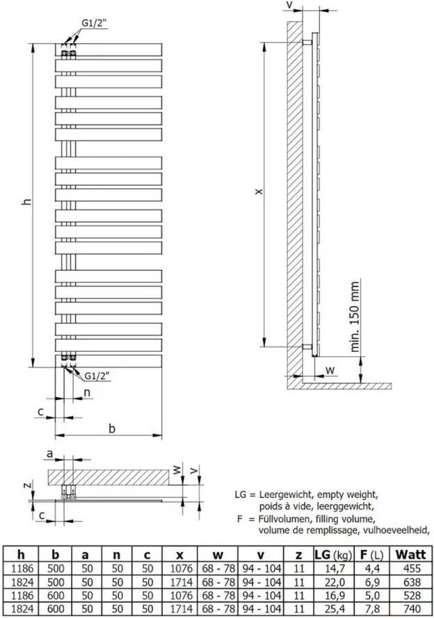 HSK Design radiator ruimteverdeler Yenga | 60x182.4 cm | CV en of electrische werking | Wit