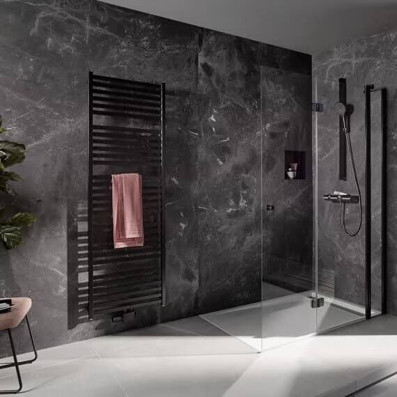 HSK Handdoekradiator Line Aero | 50x180 cm | CV en of electrische werking | Mat zwart