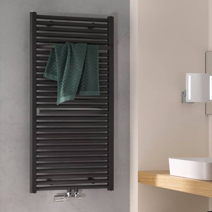 HSK Handdoekradiator Line Plus| 60x121.5 cm | CV en of electrische werking | Grafiet-zwart