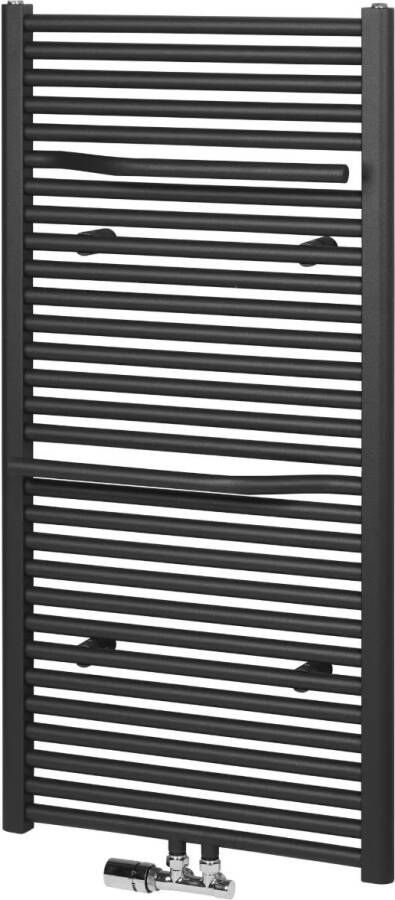 HSK Handdoekradiator Line Plus| 60x121.5 cm | CV en of electrische werking | Mat zwart