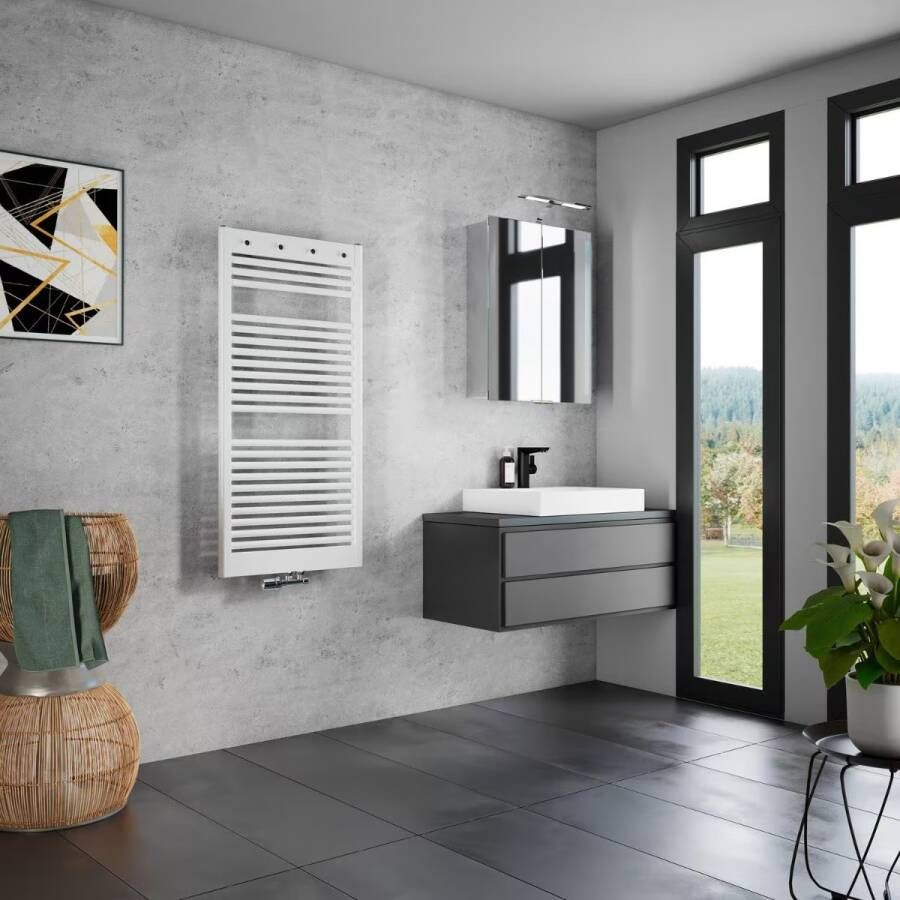 HSK Handdoekradiator Line Pro | 60x121.5 cm | CV en of electrische werking | Wit