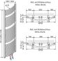 HSK Handdoekradiator Line Round| 50x121.5 cm | CV en of electrische werking | Wit - Thumbnail 2