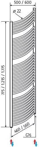 HSK Handdoekradiator Line Round| 50x177.5 cm | CV en of electrische werking | Wit