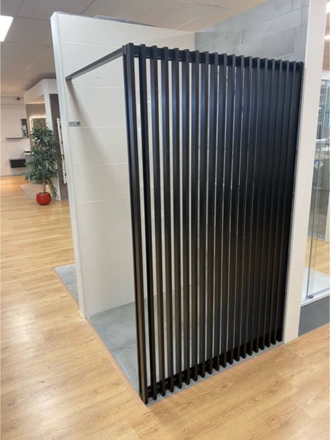 HSK Yenga inloopdouche 140x200 cm verticaal raster decor zwart mat
