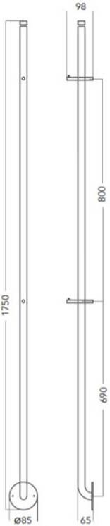 Instamat Elektrische handdoekwarmer serie Jay 29W 175 cm gepolijst rvs