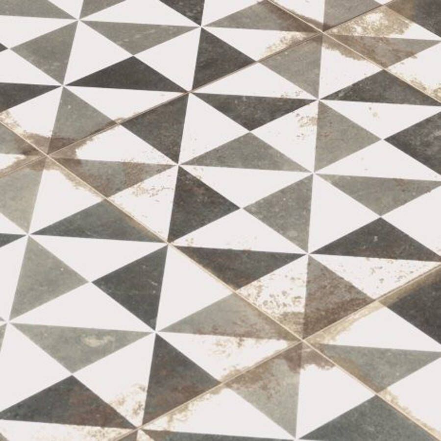 Realonda Cerámica Antique Triangle Black and White decortegel portugees 33x33 cm zwart wit mat