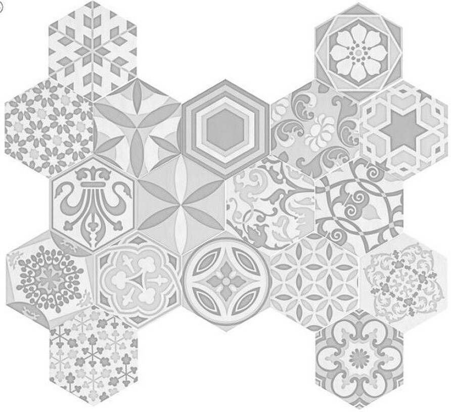 Cifre Cerámica Cifre Vodevil White wandtegel hexagon 18x18 cm multicolor glans