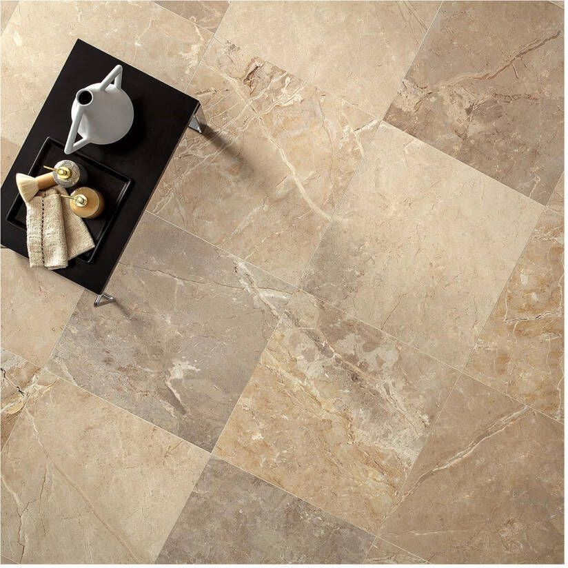 Edimax Astor Golden Age Vloer- en wandtegel | 80x80 cm | Gerectificeerd | Marmerlook | Mat Beige