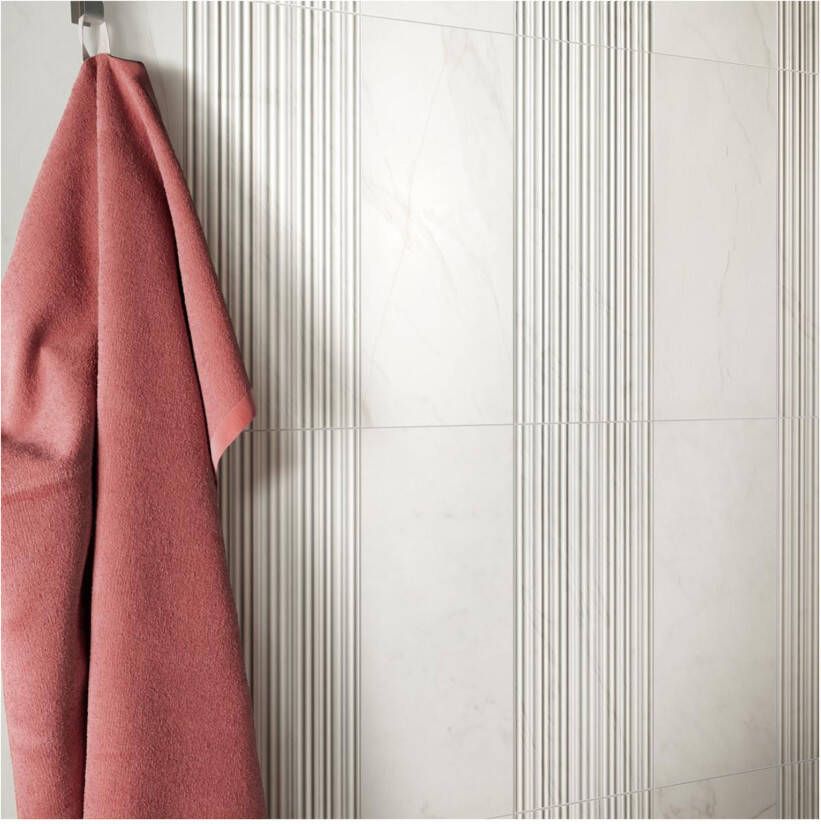 Edimax Astor Velvet Vloer- en wandtegel | 30x60 cm | Gerectificeerd | Marmerlook | Mat Wit