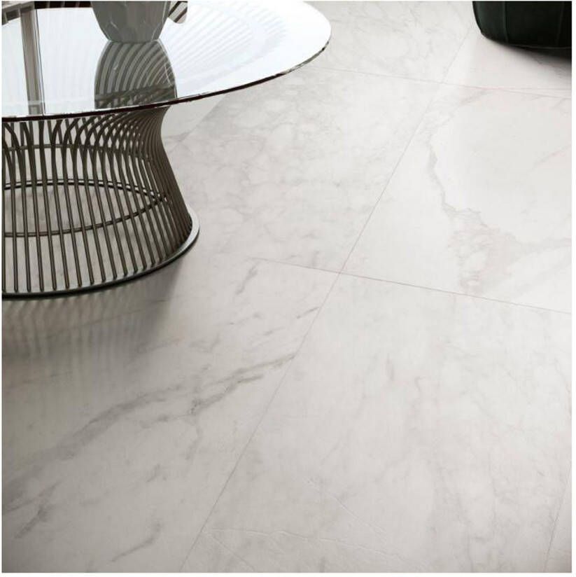 Edimax Astor Velvet Vloer- en wandtegel | 60x60 cm | Gerectificeerd | Marmerlook | Mat Wit
