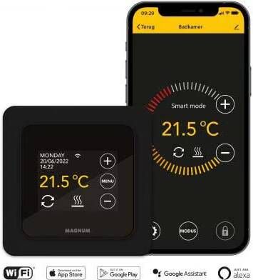 Magnum Vloerverwarming Millimat | 50x800 cm | 4.0 m2 | Incl.Wifi bediening zwart | 600 Watt
