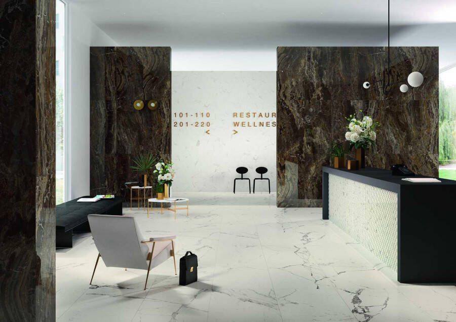 Marazzi Allmarble Frappuccino Lux vloertegel marmer look 60x60 cm bruin glans