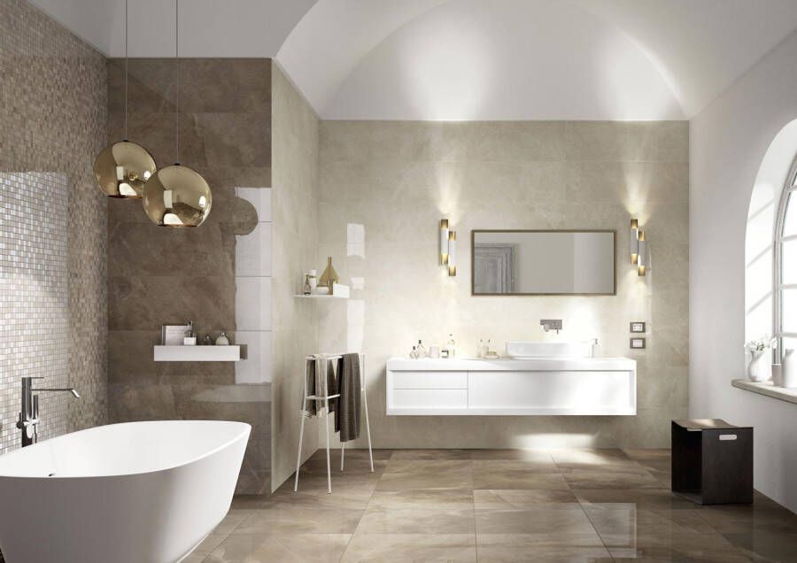 Marazzi italie Evolution Wandtegel | 32.5x97.7 cm | Gerectificeerd | Glans Bruin