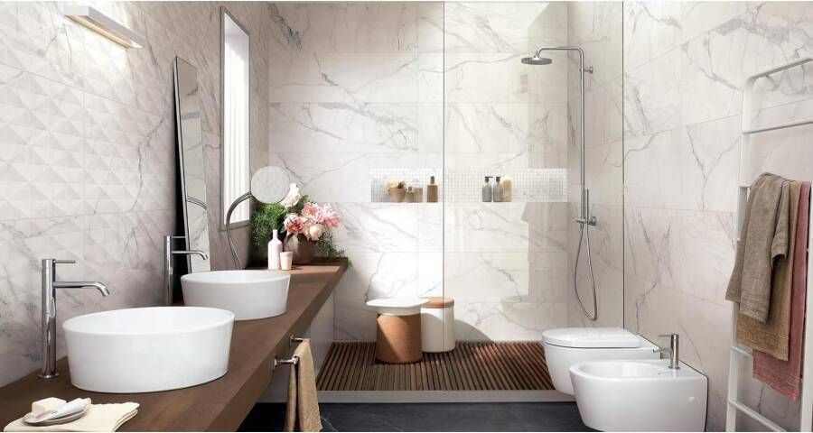 Marazzi italie Allmarble Wall Wandtegel | 40x120 cm | Gerectificeerd | Marmerlook | Mat Wit