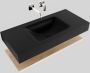 Mondiaz Alan badmeubel 100 cm planchet washed oak vrijhangend wastafel midden zonder kraangat zwart - Thumbnail 4