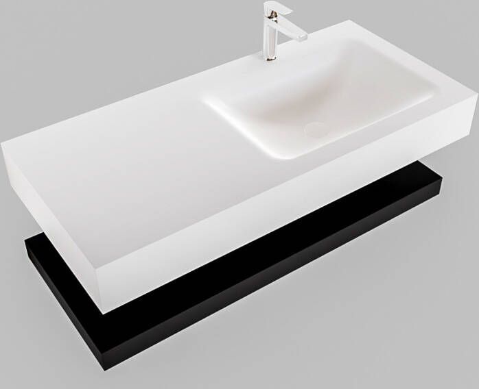 Mondiaz Alan badmeubel 100 cm solid suface planchet urban vrijhangend wastafel rechts 1 kraangat wit