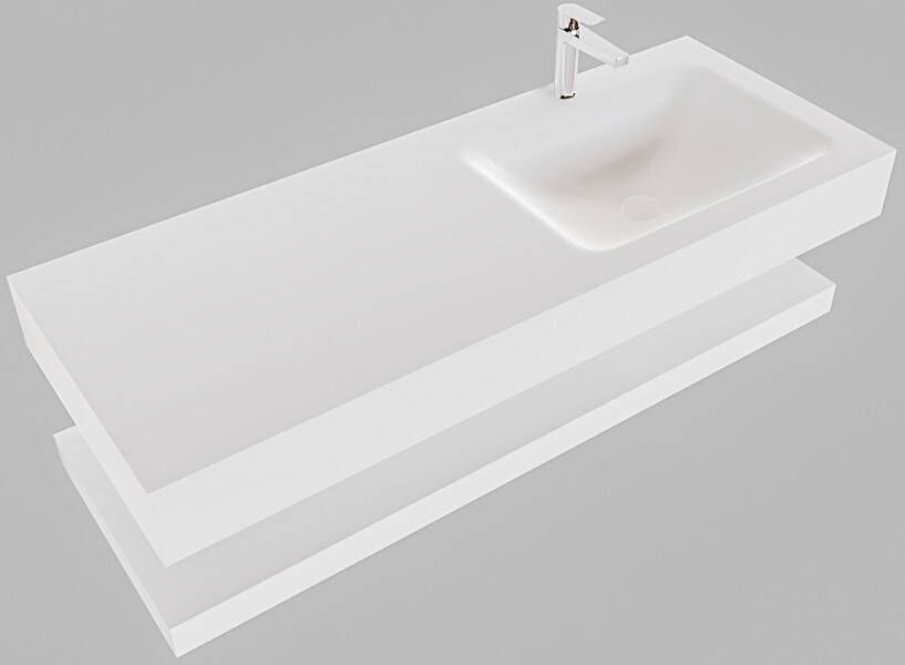 Mondiaz Alan badmeubel 120 cm solid suface planchet talc vrijhangend wastafel rechts 1 kraangat wit