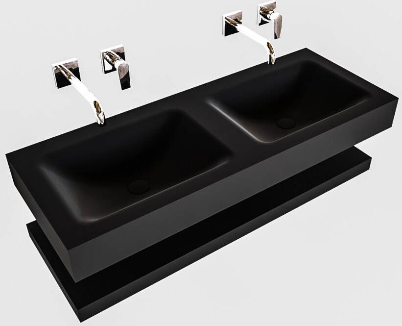 Mondiaz Alan badmeubel 120 cm solid suface planchet urban vrijhangend wastafel dubbel zonder kraangat wit