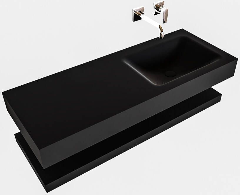 Mondiaz Alan badmeubel 120 cm solid suface planchet urban vrijhangend wastafel rechts zonder kraangat zwart