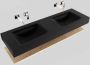 Mondiaz Alan badmeubel 150 cm planchet washed oak vrijhangend wastafel dubbel zonder kraangat zwart - Thumbnail 4