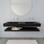 Mondiaz Alan badmeubel 150 cm solid suface planchet urban vrijhangend wastafel dubbel zonder kraangat wit - Thumbnail 2